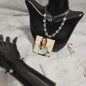 Kendra Scott Tammy Necklace & Teddy Bracelet in Light Blue Illusion Stone